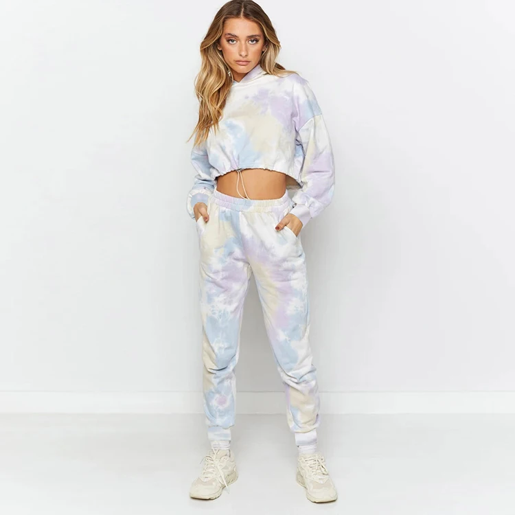 

2021 Tie-Dye Printed tracksuit long sleeves pullover hoodie Womens Tracksuits 2 Piece Set Two Piece Set Jogger Suit