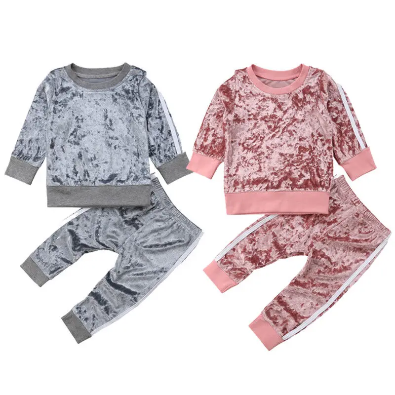 

Fall Autumn 6M-5Y Toddler Baby Girls Velvet 2Pcs Set Long Sleeve Top+Pants Infant Kids Children Outfits Tracksuit