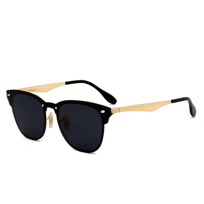 

Classic men women top quality custom conjoined glasses one-piece black flat top sunglasses