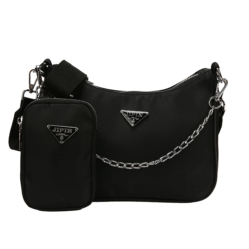 

2020 New designer lady Nylon handbags for women crossbody bags wholesale, Black khkai yellow