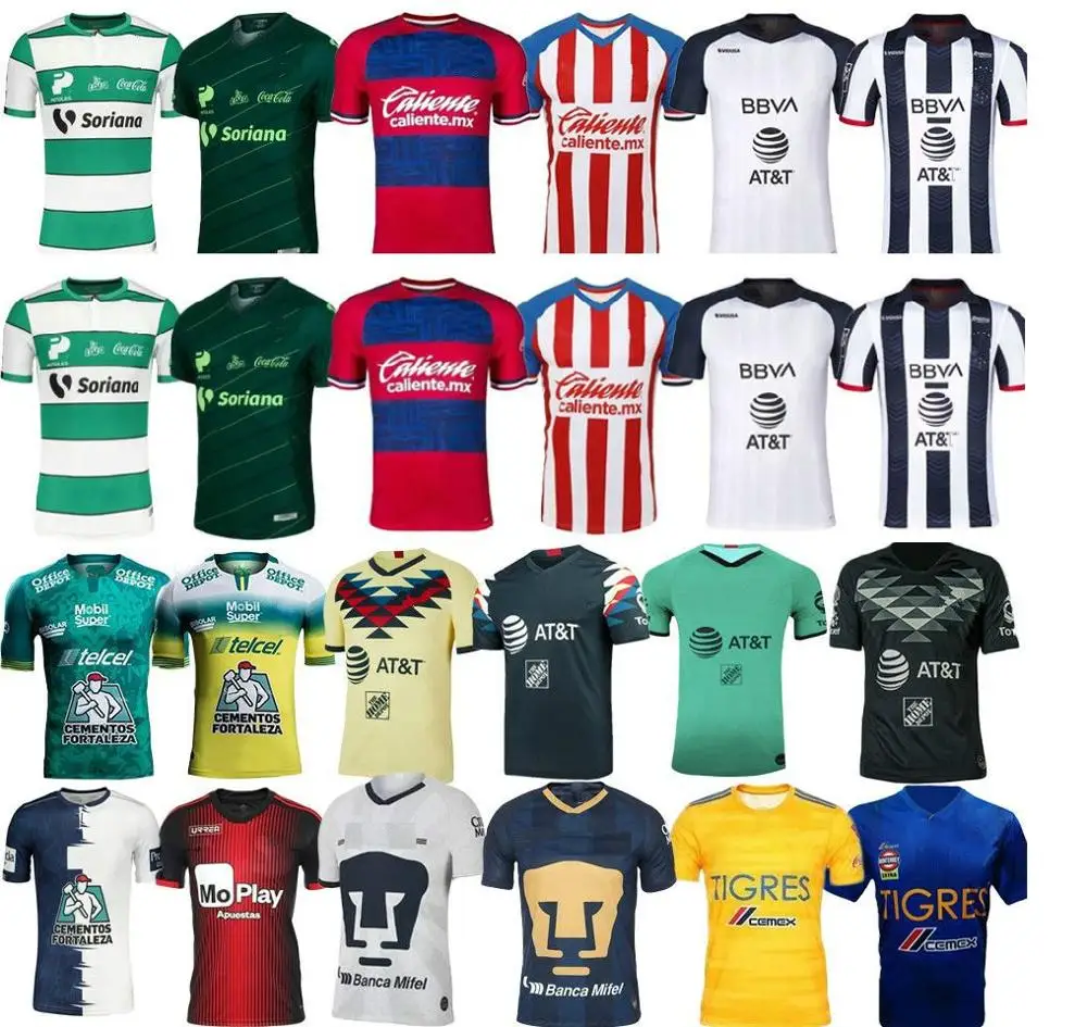 

19/20 Top grade Mexico Club Team Camiseta de futbol Chivas America Tigres Rayados Monterrey Toluca Santos Laguna Soccer Jersey