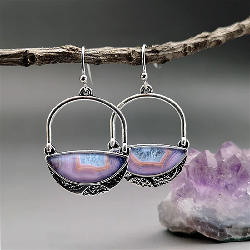 

Purple agate vintage gemstone earrings channel korean statement earrings butterfly bohemian earring bijoux initial rings, Picture shows