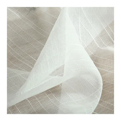 M&Y Home Jacquard Organza Factory Supply Jacquard Curtain Modern Simple White Tulle Curtains for Living Room Striped Voile Faux