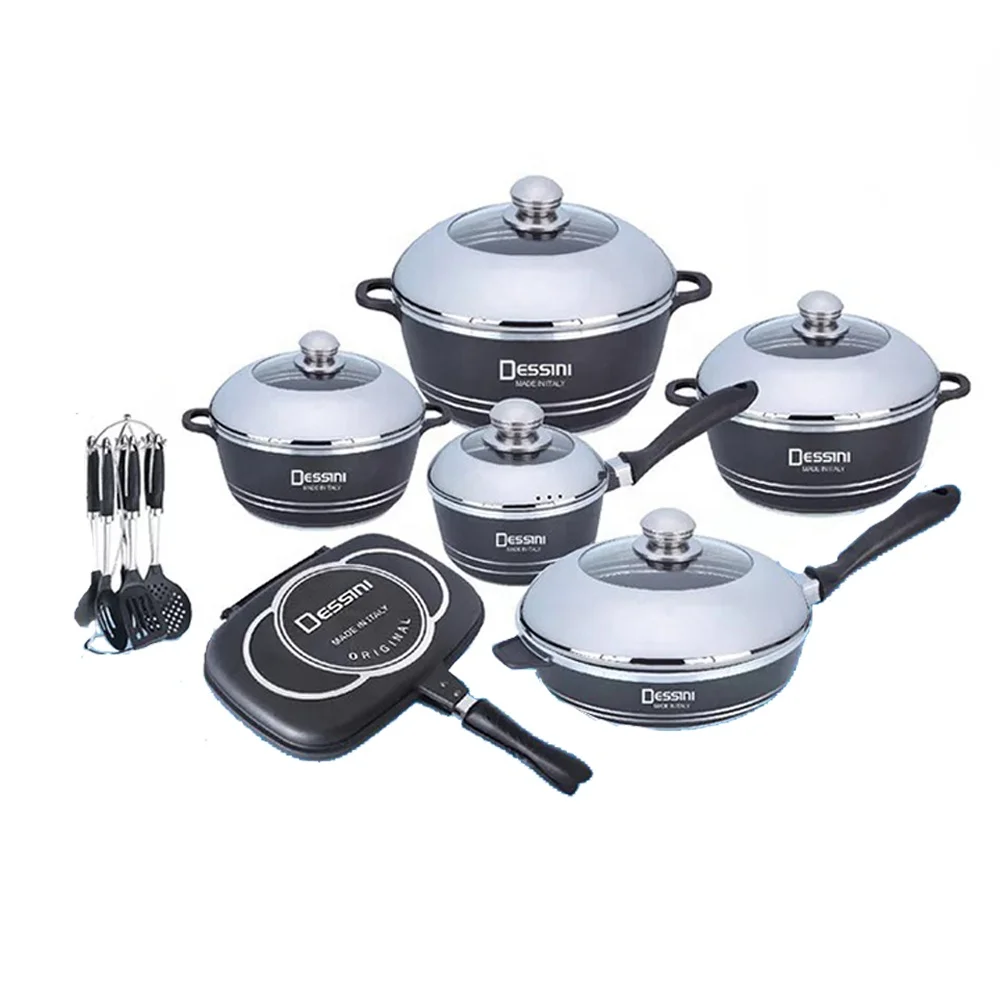 

Hot Selling Wholesale Forged Aluminium Black Kitchen Non Stick Pot 23pcs Cookware Set, Light,purple,red,marron,green,blue,pink,gold,brwon,dark,purple,black