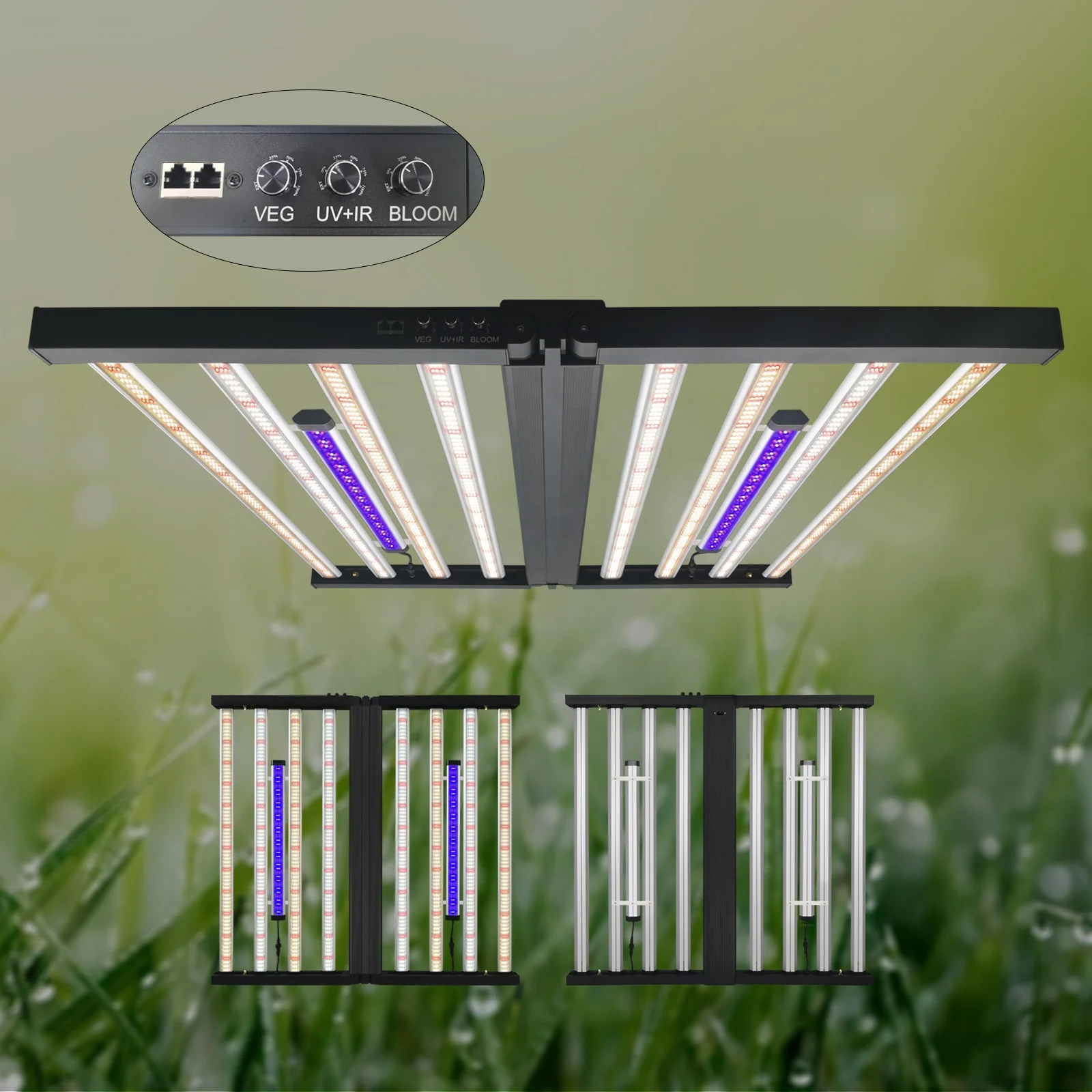 

Family Farm High Efficiency 3.2 umol/J Foldable Spider Grow Light Dimmable 395nm 730nm 8/10 Bars Plant Lamps For commercial Grow