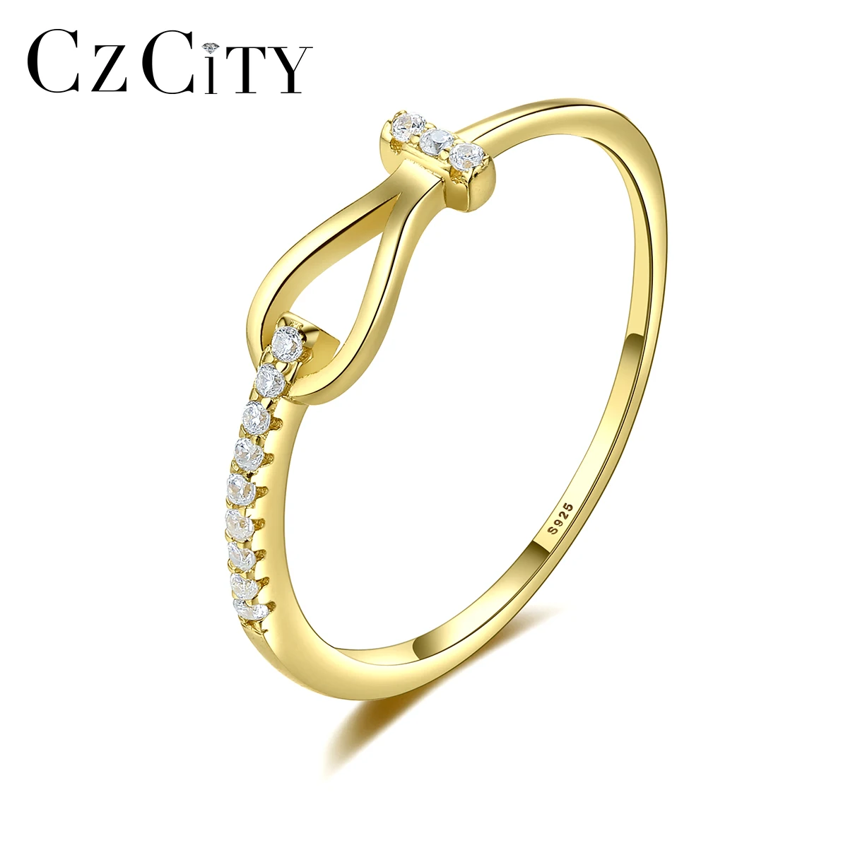 

CZCITY Popular Luxury Gold Rings Designs for Women Tiny CZ Inlaid High Quality Jewelry Ring