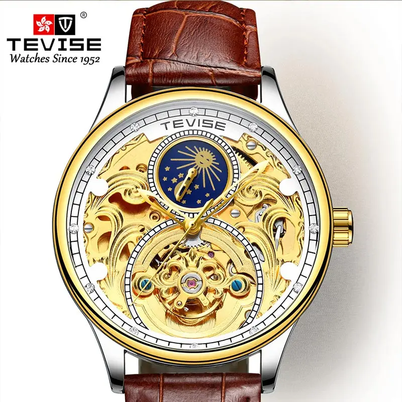 

Mechanical Watch leisure Men Custom logo leather strap cheap price wrist watch reloj de damas, Optional