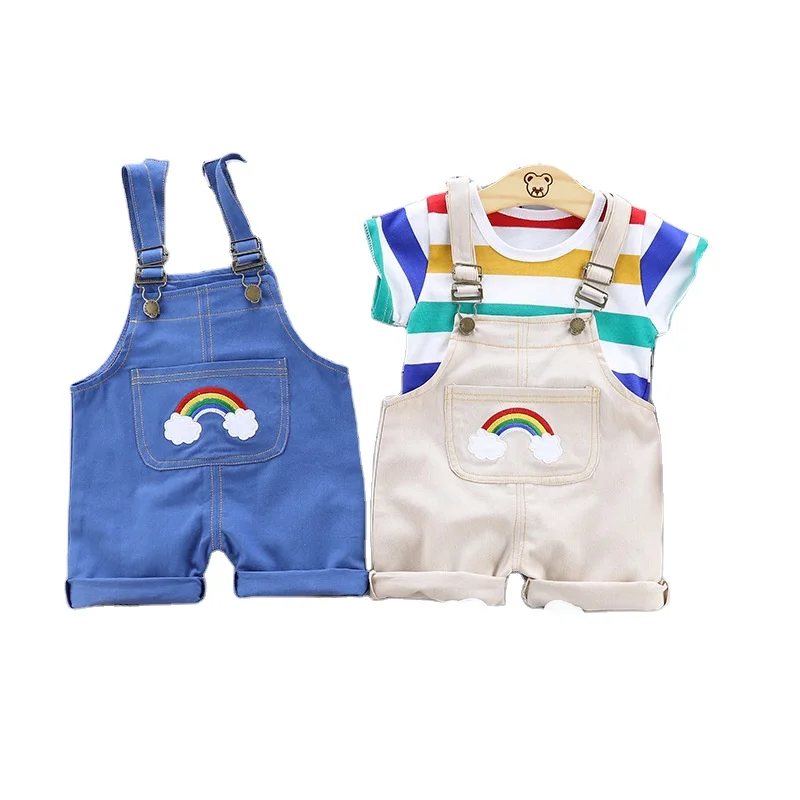 

Summer Fashion Baby Boys Girls Clothes Suit New Children Cotton T Shirt Overalls 2Pcs/set Toddler Sports Costume Kids Tracksuits