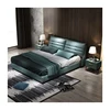 High grade modern style leather solid wood double bed for hotel or home 2*1.8m software bed nice living