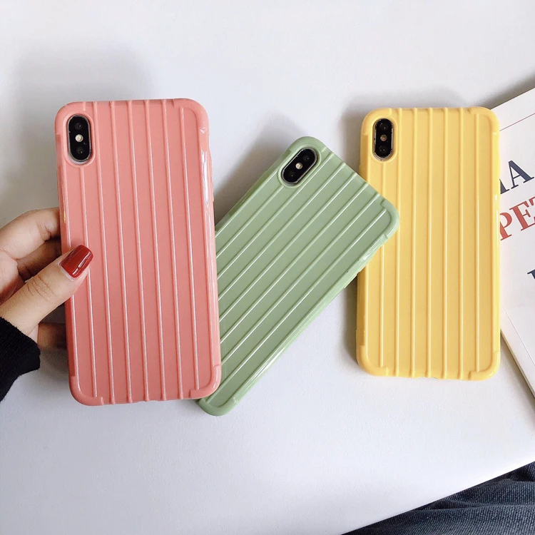 

Fashion custom travelled box stripe airbag shockproof jelly soft tpu phone case for huawei honor 8a pro y6 2019 back cover case