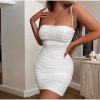 

New pleated mesh sling Women Party Night Club Sexy Dress