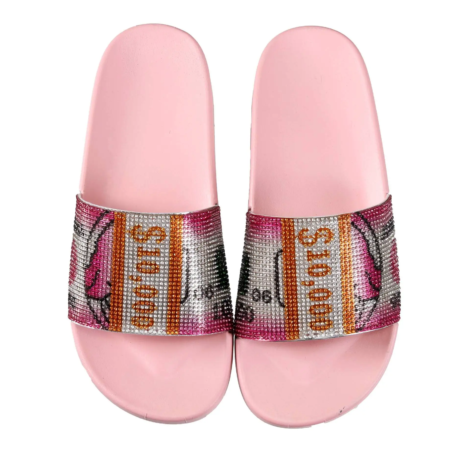 

Anti-Slippery Luxurious All-over Iridescent Glitter Camp Sparkle Crystal Slides for Home for Women, As pictures