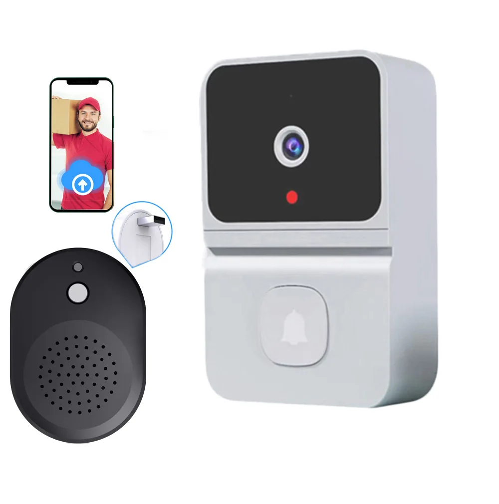 

APP Chime USB Receiver Night Vision Intercom Monitor Voice Wireless Door Bell Camera Wifi Video Doorbell