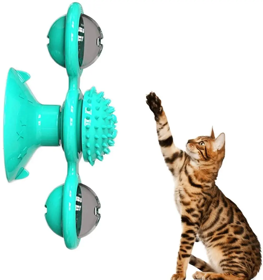 

Amazon Hot Selling Interactive Kitten Turntable Massage Toy Rotating Windmill Cat Toy