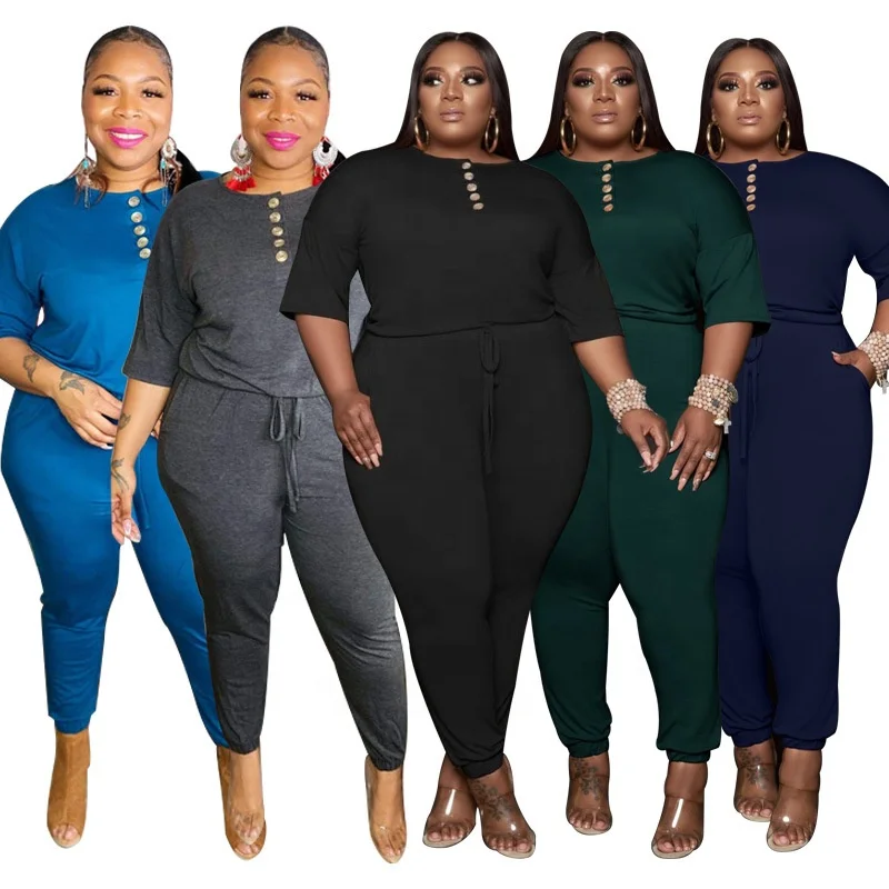 

MT83-21053 wholesale Fashion sexy womens solid color loose casual jumpsuit plus size women clothing jumpsui