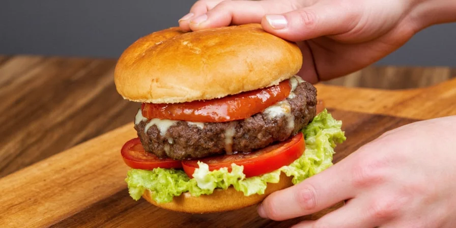 Seared burgers on a cast iron pan