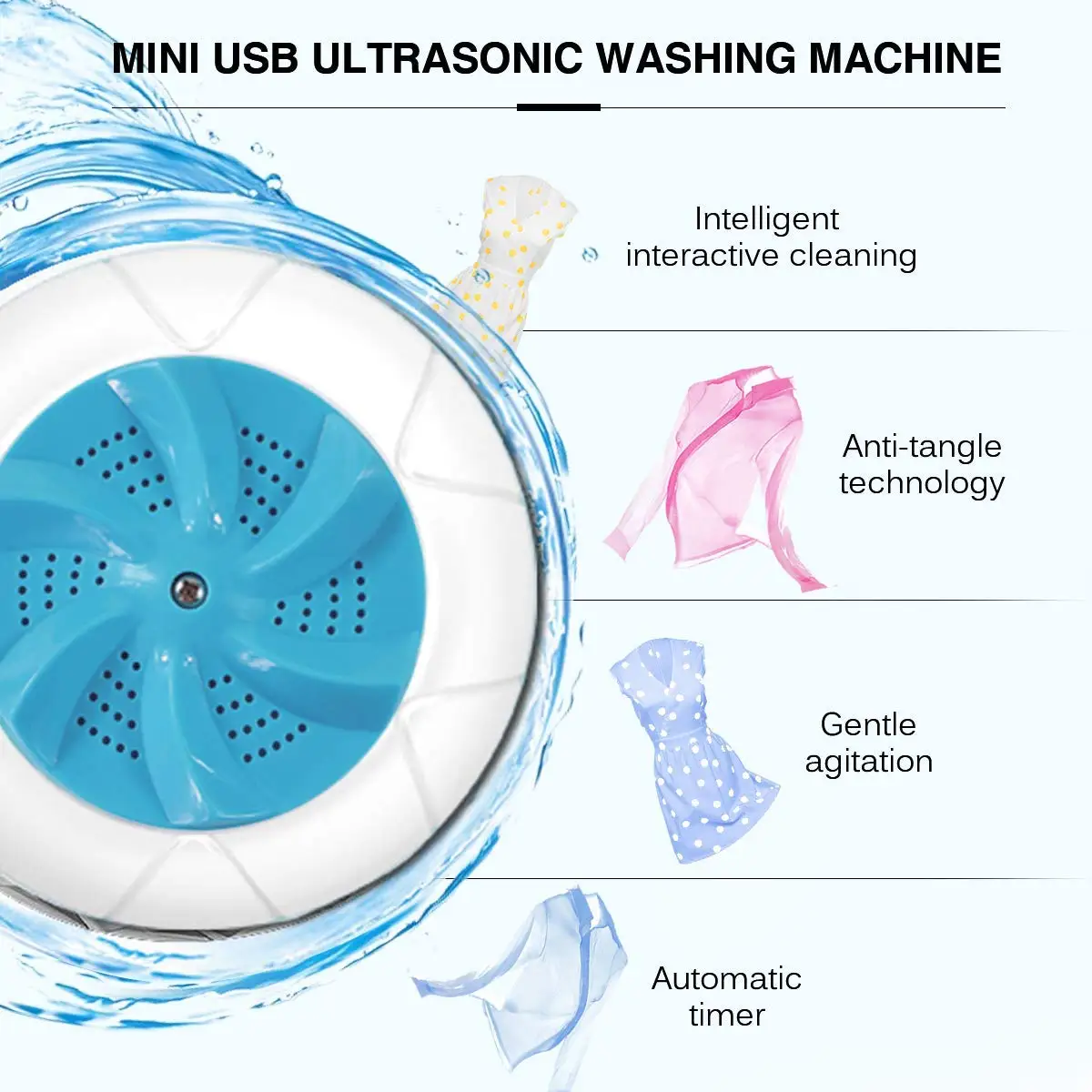 Ultrasonic Turbine Washing Machine Usb Portable Mini Laundry Cleaning
