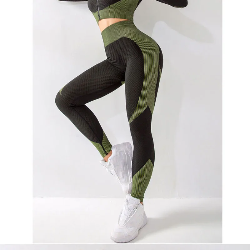 

Fitness High Waist Leggings Women Tracksuit Outfits Gym Zipper Long Sleeve Running Sport Shirts Yoga Pants lightweight Yoga Set, 10 colors, as picture shown