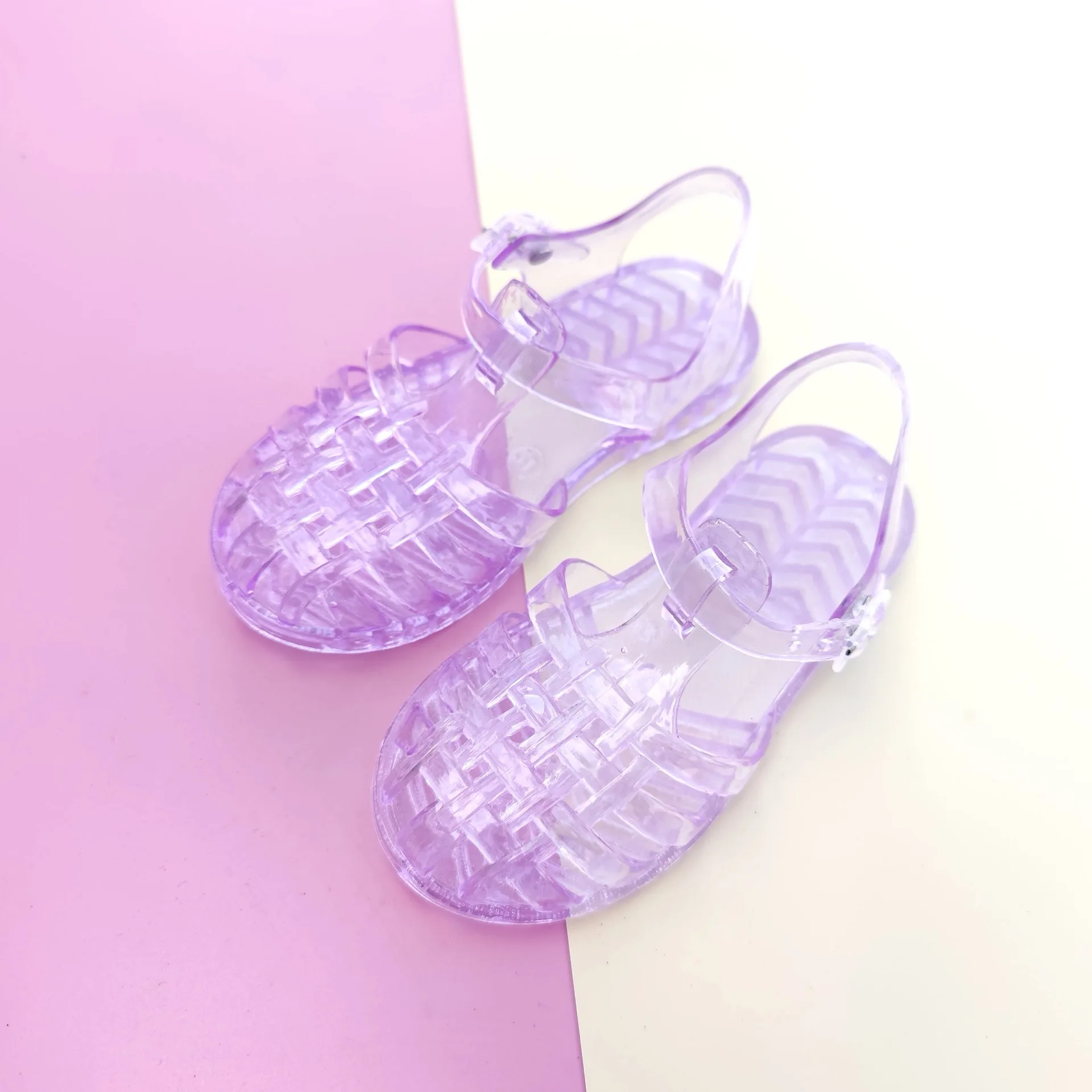 

Popular new style kid colorful spark non-slip cute jelly custom beach toddler transparent fancy rain sandals