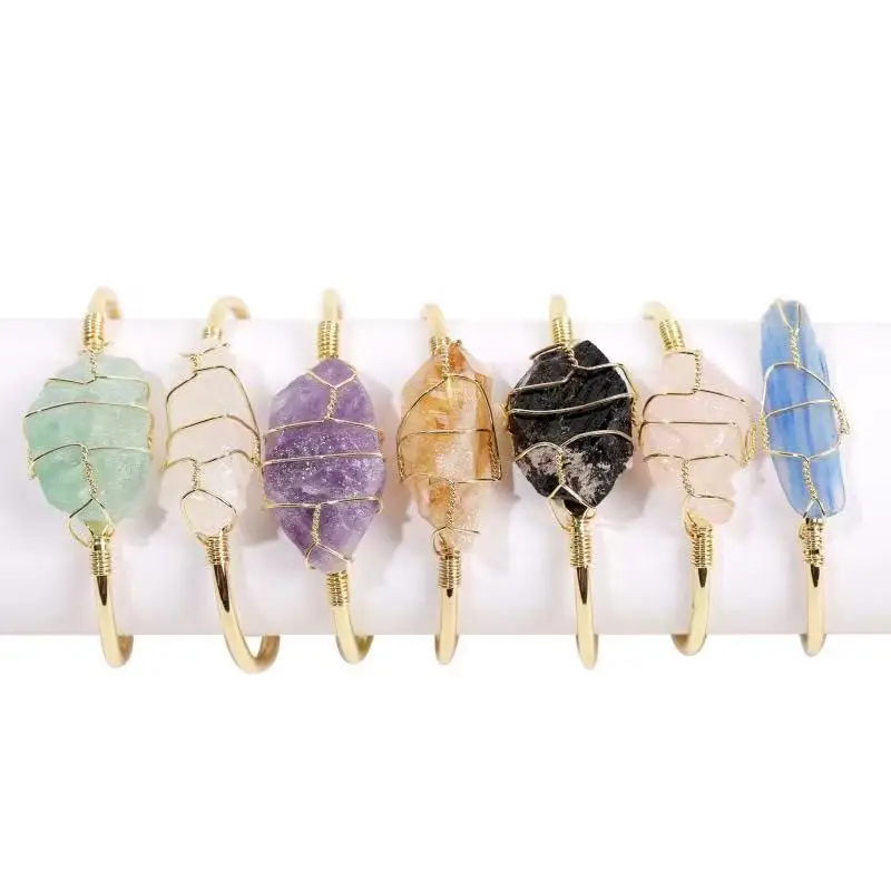

Natural Crystal Rough Charms For Bangles Natural Raw Quartz Bracelets, Color