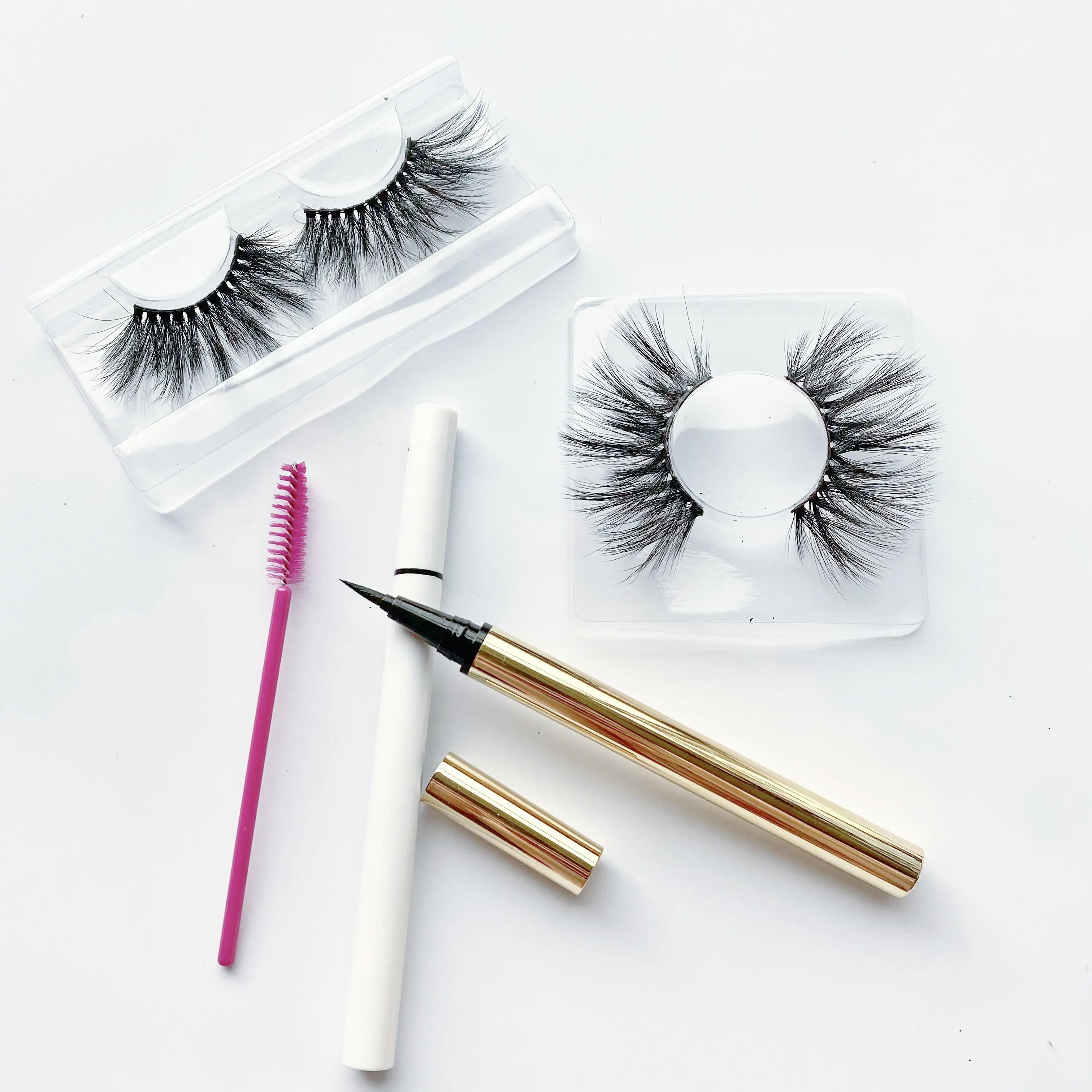 

Wholesale 8D Faux Mink Eyelash Vendor Eyelashes Mink Full Strip With Eyelash Packaging Box