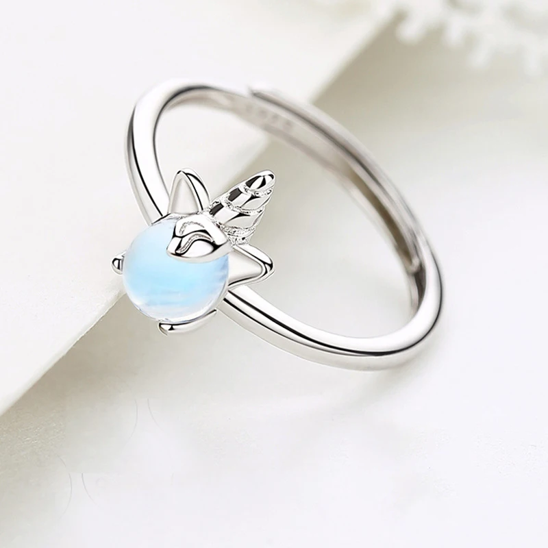 

Aimgal Jewelry 925 sterling silver unicorn moonstone ring for women