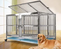 

double door stainless steel metal large small foldable portable carriers cheap pet dog cage kennel house with wheels