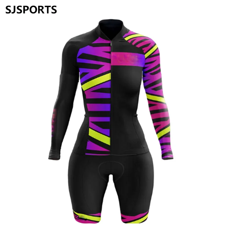 

Cycling triathlon suit Female Bike Long Sleeve Skinsuit With Gel Uniform Cyclists Outfit Ciclismo jumpsuit women