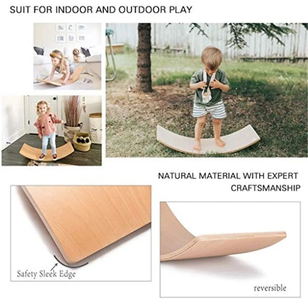 Wood Wobbel Kid Yoga Board Wooden Curvy Rocker Balance Board Buy