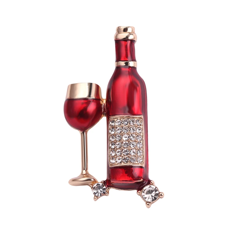 

Trendy Set Diamond Bottle Brooch Personality New Clothing Alloy Oil Drop Brooches Creative Red Wine Bottle Pin Brooches