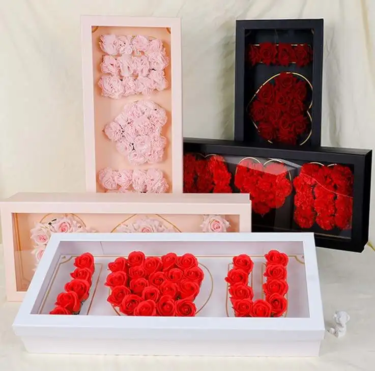 

Flower box preserved rose floral mothers day heart wholesale square Flowers boxes for bouquets package