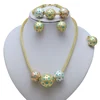 Yulaili New Dubai Jewelry Sets African Bridal Tricolor Sphere Crystal Necklace Earrings Bracelet Wedding Women Fashion Jewellery