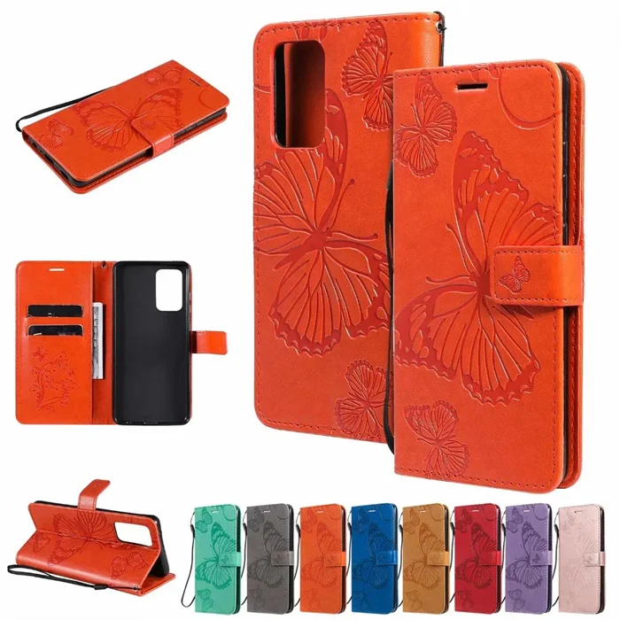 

Emboss Butterfly Protective Shell Flip Wallet Case Cover For Samsung A12 A22 M32 M12 note10 S21 plus ultra