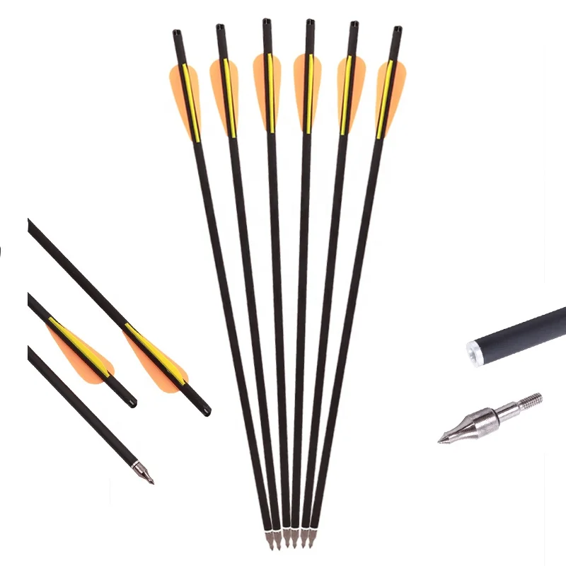 

Archery Hunting Orange yellow feather Arrows 20 inch Mixed Carbon Crossbow Bolt Crossbow Arrow, Orange/customized color