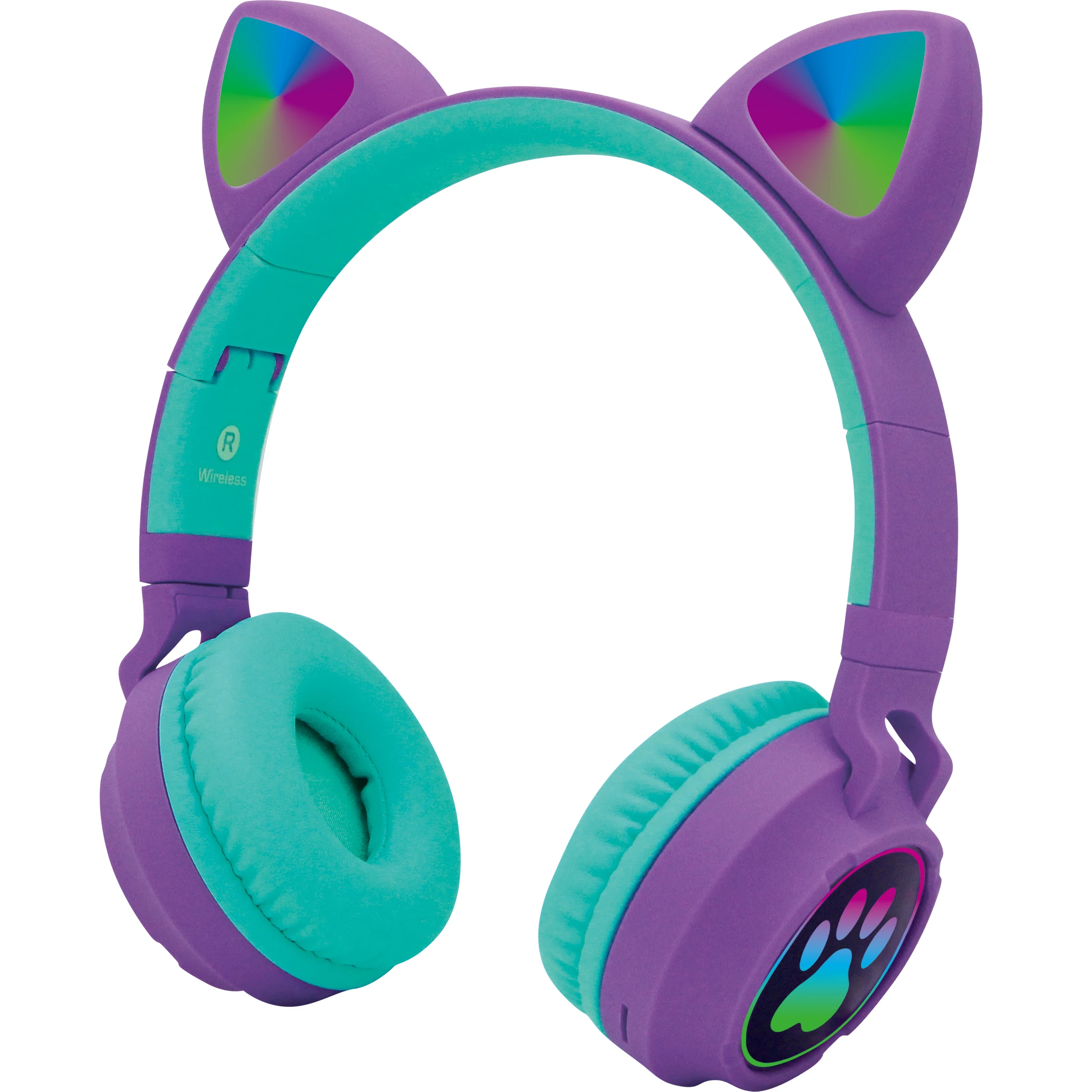 

New style Adorable Cute Lovely Catear Headset Colorful Gradient LED Lights Wireless Kids Cat Ear Headphones, Multi color