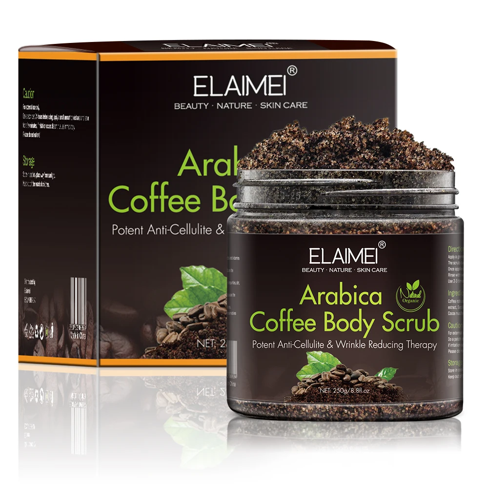 

ELAIMEI private label custom logo wholesale skin care brightening exfoliating organic natural coffee body scrub