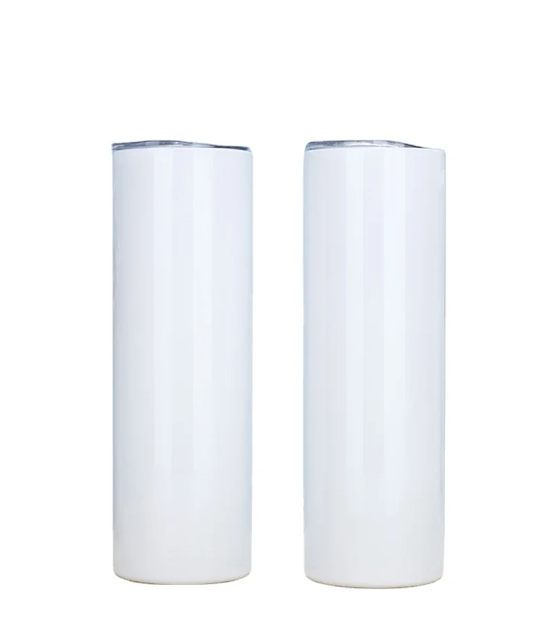 

USA Warehouse 20oz 30oz Skinny Tumbler Double Wall Stainless Steel 304 Straight Mug with Metal Straw Sublimation Blank