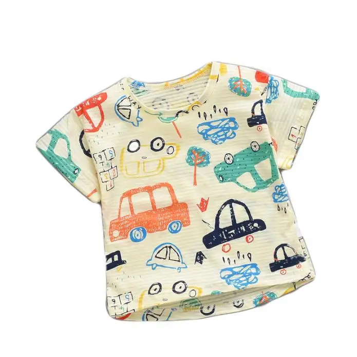 

Factory Supply Summer O-Neck Short Sleeve Custom Casual Cartoon Pure Cotton Boys Printed T Shirt