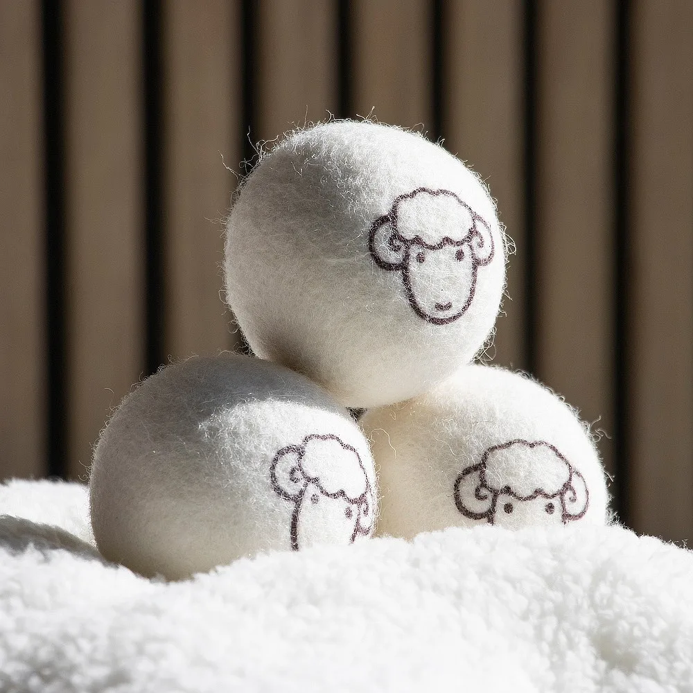 Wool dryer ball texture detail close-up