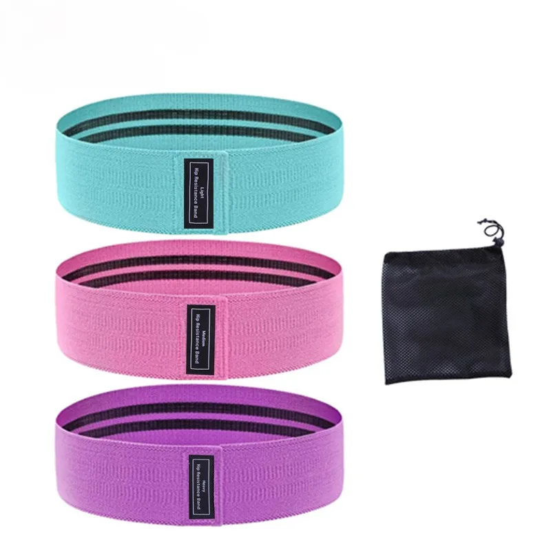 Workout Fitness Custom Logo Elastic Fabric Non Slip Hip Booty Yoga Resistance Band set