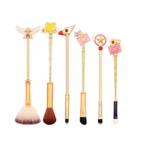 

2019 Limited Edition Card Captor Sakura Sailor Moon 6pcs Makeup Cosmetic Brush Set Gold Metal Beauty Tool