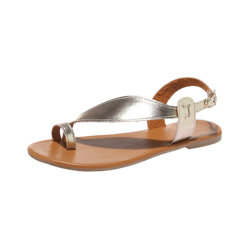

European And American Style Women'S Sandals New Style Ladies Flat Sandals With Toes, Customized color