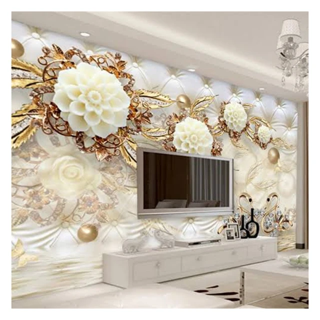 
Customized wall mural 3D 5D 8D 16D embossed wall decoration for home TV background 