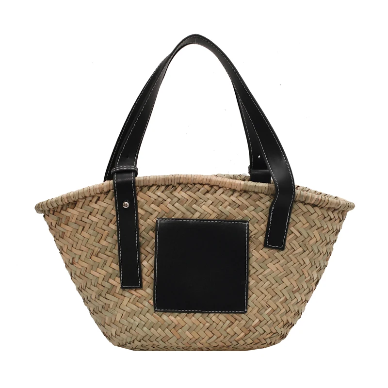 

Bag female straw bag leisure large capacity vegetable basket handbag retro woven beach bag, Optional