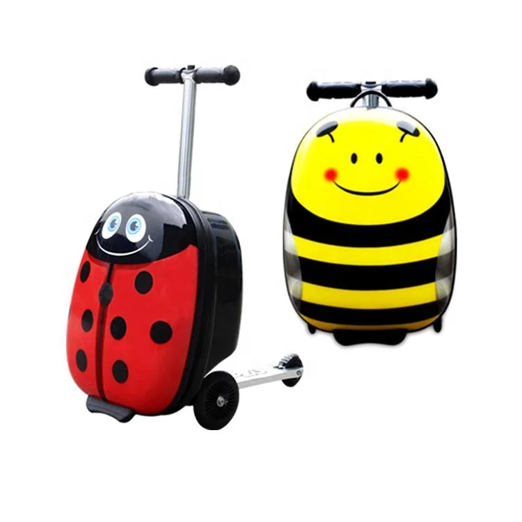 

Customized design 3D Ladybugs scooter suitcase honeybee airport foot kick scooter luggage for kids children