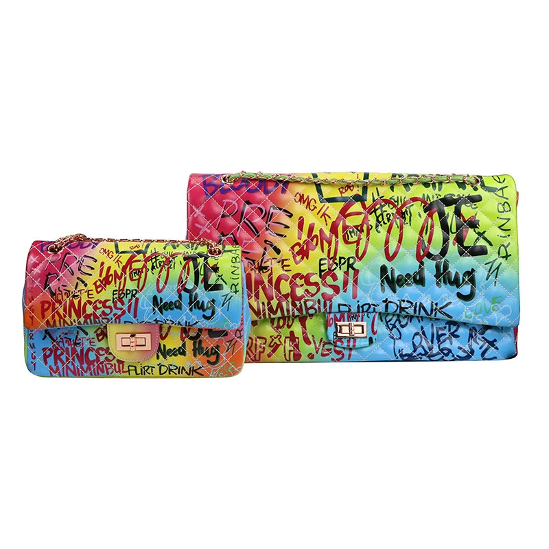 

JW4002 2020 graffiti leisure fashion Multicolor vintage tote bags designer handbags large graffiti handbag, 7 styles