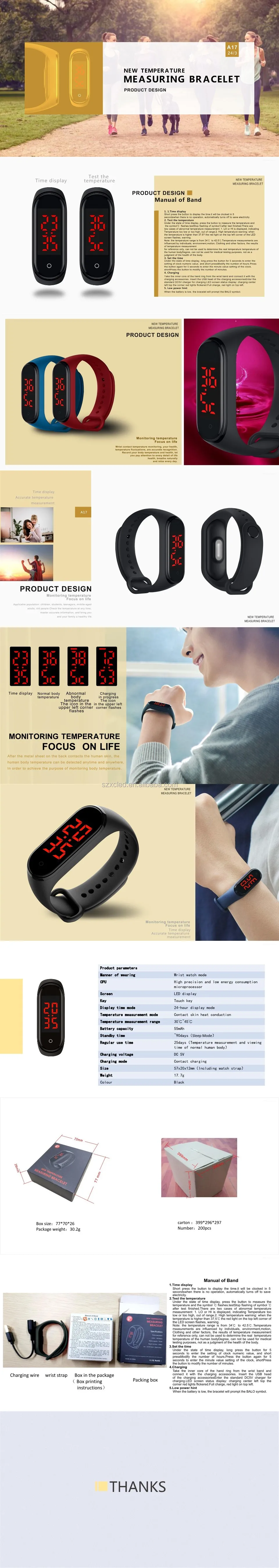 New temperature Measuring Bracelet Sport Fashion Watch Adult Baby Use Detect Temperature Smartwatch Factory
