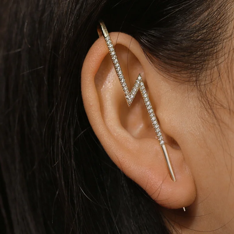 

Gold Ear Cuff Wrap Crawlers Earrings For Women Girls Unique Long Hypoallergenic Ear Wrap Crawler Hook Earrings, Picture shows