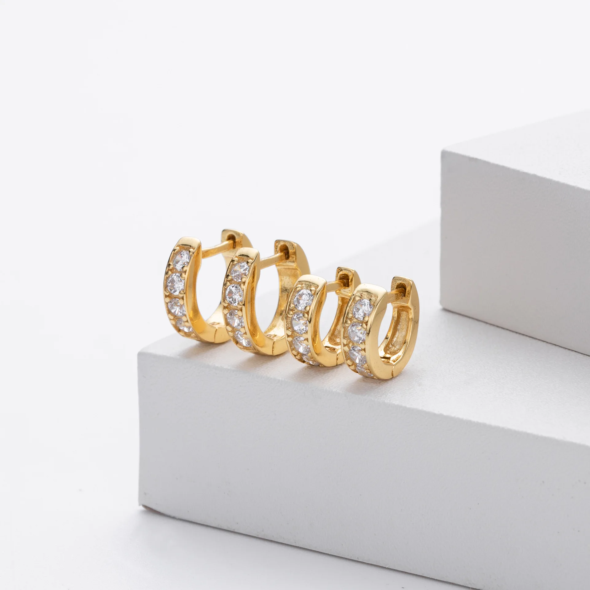 Wholesale 925 Silver Earrings Jewelry Vintage 18K Gold Plated 925 Sterling Silver Thick  Hoop Earrings Piercing Jewelry Women