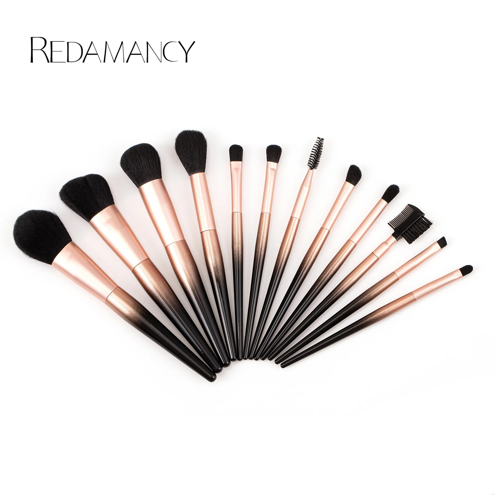 

Hot Selling Foundation Eyeshadow Eyeliner Makeup Brushes Golden Black Gradient Makeup Brushes Set with Leather Case